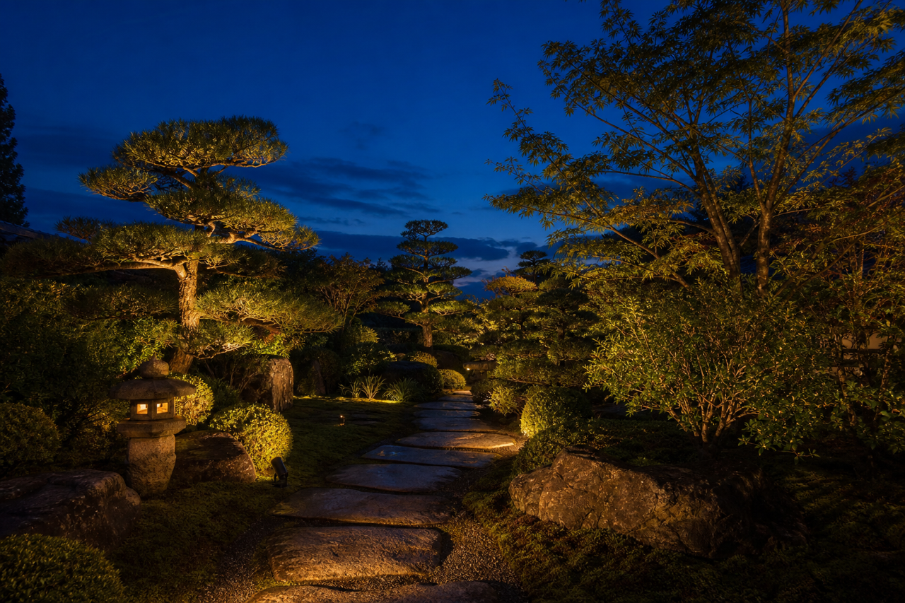 夕暮れの庭のイメージ